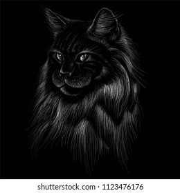 The Vector logo Mutt cat for tattoo or T-shirt design or outwear.  Cute print style cat background.