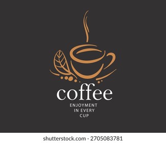Vektorlogo aus natürlichen Kaffeebohnen, handgezeichnet