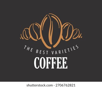 Vector logo of natural coffee beans, hand-drawn