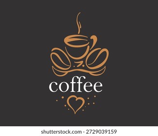 Vektorlogo aus natürlichen Kaffeebohnen, handgezeichnet