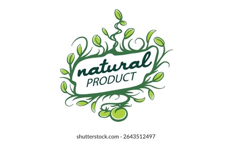 Vector logo of a natural product, hand-drawn in an artistic style