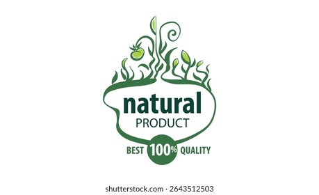 Vector logo of a natural product, hand-drawn in an artistic style