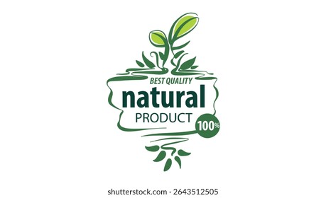 Vector logo of a natural product, hand-drawn in an artistic style