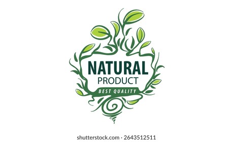 Vector logo of a natural product, hand-drawn in an artistic style