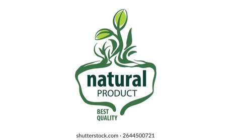 Vector logo of a natural product, hand-drawn in an artistic style