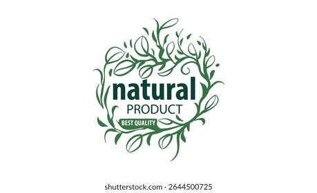 Vector logo of a natural product, hand-drawn in an artistic style