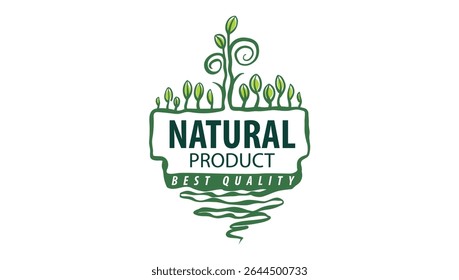 Vector logo of a natural product, hand-drawn in an artistic style
