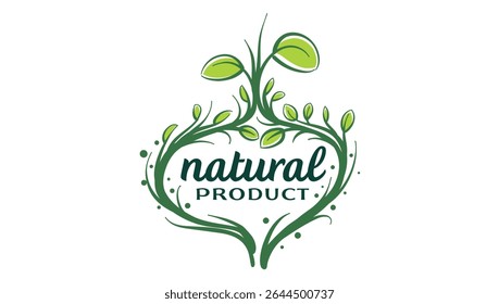 Vector logo of a natural product, hand-drawn in an artistic style