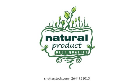 Vector logo of a natural product, hand-drawn in an artistic style