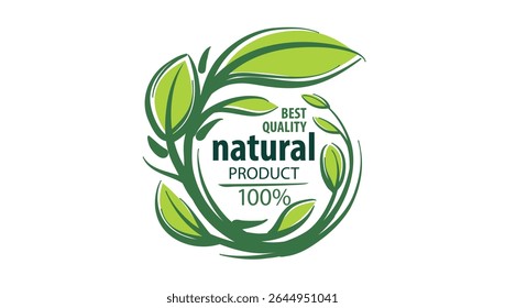 Vector logo of a natural product, hand-drawn in an artistic style