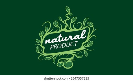 Vector logo of a natural product, hand-drawn in an artistic style