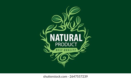 Vector logo of a natural product, hand-drawn in an artistic style