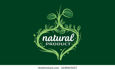 Vector logo of a natural product, hand-drawn in an artistic style