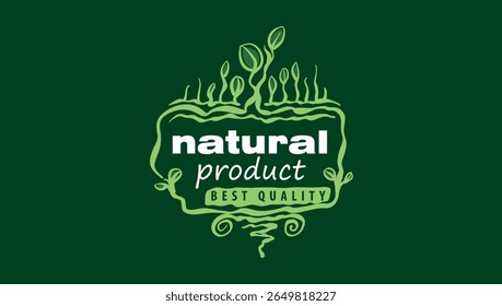 Vector logo of a natural product, hand-drawn in an artistic style