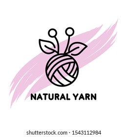 Vector logo for natural yarn. Yarn in the form of a deer. Vector illustration. Design element for shops, fabrics, knitting, eco goods, handmade, fashion industry.