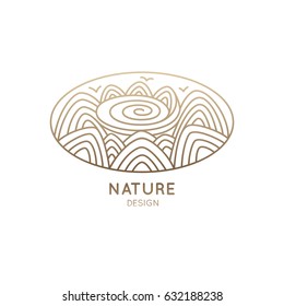 Vector Logo Nature Elements Round Linear Stock Vector (Royalty Free ...