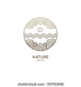 Vector Logo Nature Elements Round Linear Stock Vector (Royalty Free ...