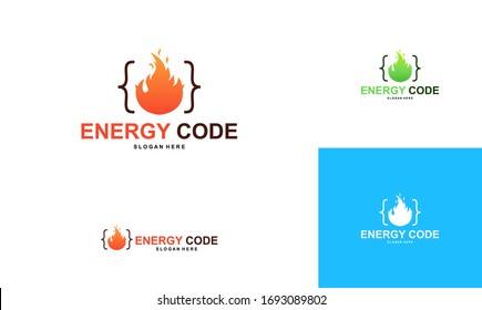 vector logo Nature energy,icon flame and code.vector fire isolated on white background
