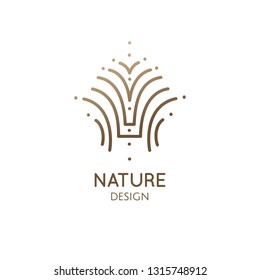 Vector logo of nature geometric elements. Round abstract icon of plant or tree - business emblem for design natural products, flower shop, cosmetics, packaging, ecology, health concepts, yoga Center.