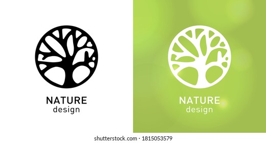 Vector logo of nature. Icon with tree, symbol health, spa, yoga Center. Ecology sign - logo design template.