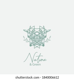 Vektorlogo der Natur. Einfache Logotyp des Wintergartens, rund See.