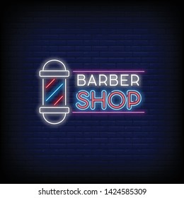 Vector Logo Neon Sign Barber Shop Stock Vector (Royalty Free ...