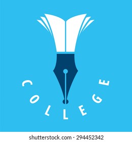 vector logo nib and books for college
