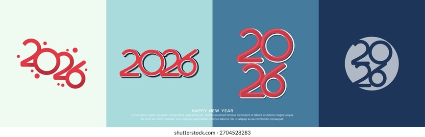 Logo del Vector número 2026. Plantilla de diseño de año Nuevo. Ilustración vectorial con la etiqueta aislada en un fondo colorido