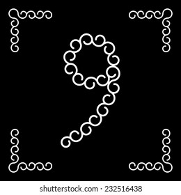 Vector logo with number nine in modern design