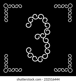 Vector logo with number three in modern design