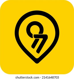 Vector logo of numbers 9 and 7 in a location sign. Suitable for business logos engaged in digital, sports and fashion.