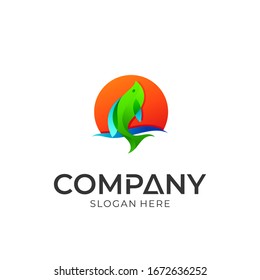 Vector logo of ocean fish. Modern style. Fishing logo template ready for use.