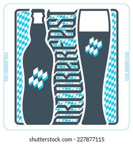 Vector logo for Oktoberfest , Bavarian pattern, bottle glass cap