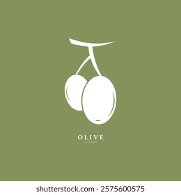 Vector logo of olive branch with leaves. Modern hand drawn vector olive oil icons. Branding concept for olive oil company, organic, eco-friendly oil products, wellness, beauty, culinary services