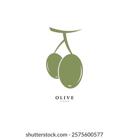 Vector logo of olive branch with leaves. Modern hand drawn vector olive oil icons. Branding concept for olive oil company, organic, eco-friendly oil products, wellness, beauty, culinary services