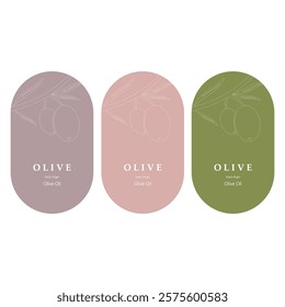 Vector logo of olive branch with leaves. Modern hand drawn vector olive oil icons. Branding concept for olive oil company, organic, eco-friendly oil products, wellness, beauty, culinary services