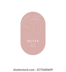 Vector logo of olive branch with leaves. Modern hand drawn vector olive oil icons. Branding concept for olive oil company, organic, eco-friendly oil products, wellness, beauty, culinary services