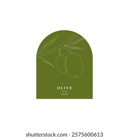 Vector logo of olive branch with leaves. Modern hand drawn vector olive oil icons. Branding concept for olive oil company, organic, eco-friendly oil products, wellness, beauty, culinary services