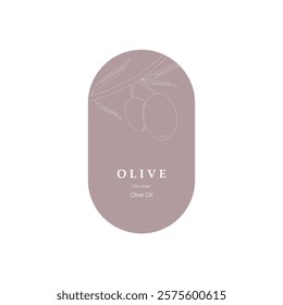 Vector logo of olive branch with leaves. Modern hand drawn vector olive oil icons. Branding concept for olive oil company, organic, eco-friendly oil products, wellness, beauty, culinary services