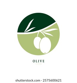 Vector logo of olive branch with leaves. Modern hand drawn vector olive oil icons. Branding concept for olive oil company, organic, eco-friendly oil products, wellness, beauty, culinary services