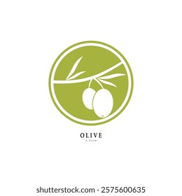 Vector logo of olive branch with leaves. Modern hand drawn vector olive oil icons. Branding concept for olive oil company, organic, eco-friendly oil products, wellness, beauty, culinary services