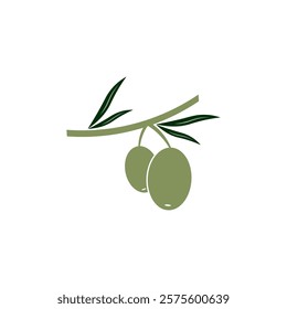 Vector logo of olive branch with leaves. Modern hand drawn vector olive oil icons. Branding concept for olive oil company, organic, eco-friendly oil products, wellness, beauty, culinary services