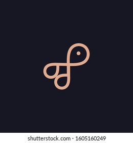 Vector logo on a dark background with a goldfish. Template for business, identity, print, restaurants, cafes, clothes and other uses.