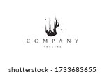 Vector logo on which an abstract image of a falling man.