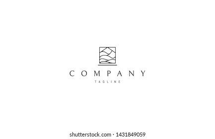 Vector logo on which the abstract image of the house in the center of which the waves are depicted.