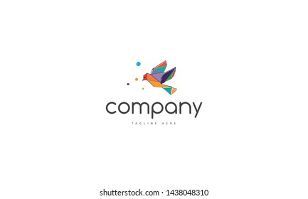 Vector logo on which is an abstract image of a colored bird.