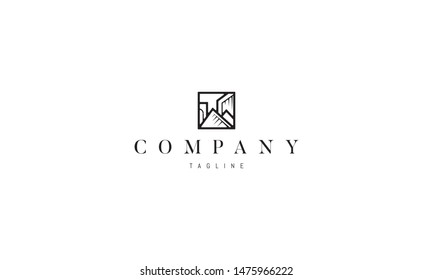 Vector logo on which the abstract image of architecture is squared.