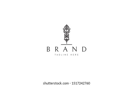 Vector logo on which an abstract image of a bird feather.