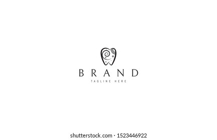 Vector logo on which an abstract image of a tooth in the center of the universe.