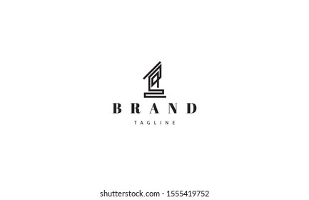 Vector logo on which the abstract image of the number one in a linear style.
